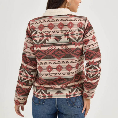 Wrangler Womens Jacquard Barn Jacket Burgundy - 112368301