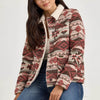 Wrangler Womens Jacquard Barn Jacket Burgundy - 112368301