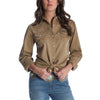 Wrangler Womens Khaki Long Sleeve Snap Shirt - LW1031T