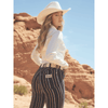 Wrangler Womens Lainey Wilson Striped Flare Jeans Yarn Dye Blue