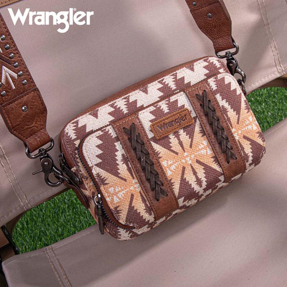 Wrangler Womens Light Coffee Crossbody Aztec Bag