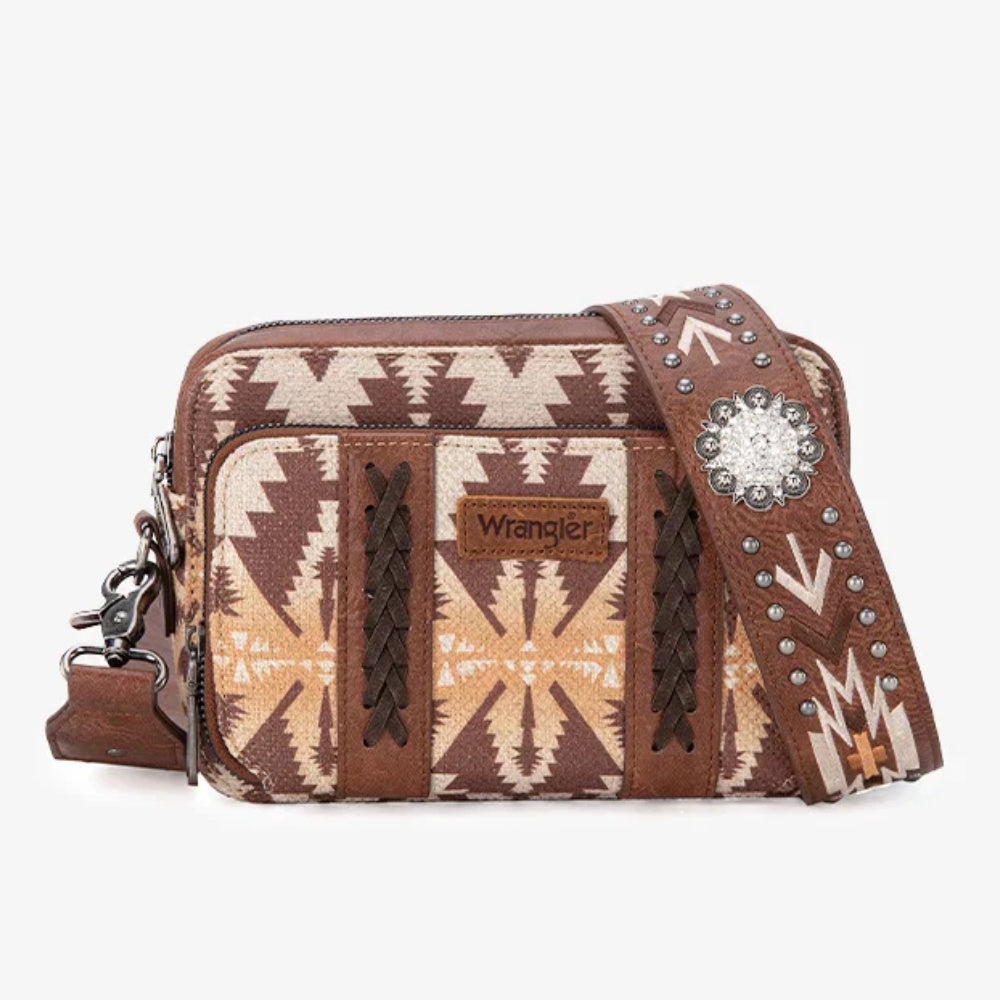 Wrangler Womens Light Coffee Crossbody Aztec Bag