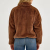 Wrangler Womens Logo Fuzzy Zip Jacket Teddy Brown - 112368043