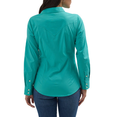 Wrangler Womens Long Sleeve Blue Shirt - 112358060