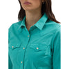Wrangler Womens Long Sleeve Blue Shirt - 112358060