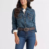 Wrangler Womens Long Sleeve Pearl Snap Shirt Denim - LW3039D