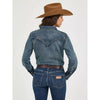 Wrangler Womens Long Sleeve Pearl Snap Shirt Denim - LW3039D
