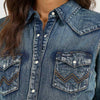 Wrangler Womens Long Sleeve Pearl Snap Shirt Denim - LW3039D
