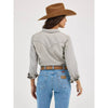 Wrangler Womens Long Sleeve W Pocket Stitching Western Pearl Snap Shirt Grey Denim - LW3961D