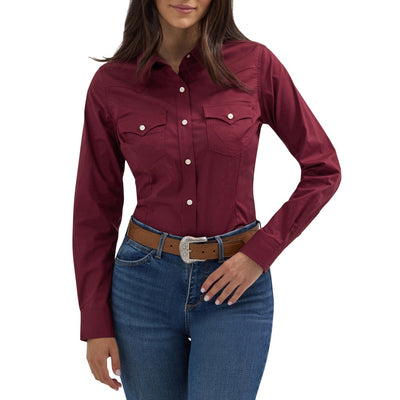 Wrangler Womens Maroon Western Shirt - 112358014