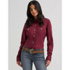 Wrangler Womens Sierra Western Slim Button Shirt Windsor Wine Burgundy - 112358014