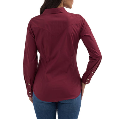 Wrangler Womens Maroon Western Shirt - 112358014