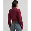 Wrangler Womens Sierra Western Slim Button Shirt Windsor Wine Burgundy - 112358014