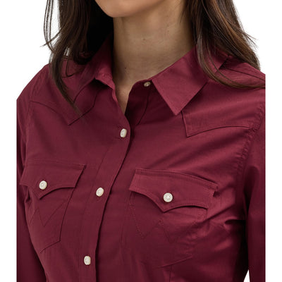 Wrangler Womens Maroon Western Shirt - 112358014