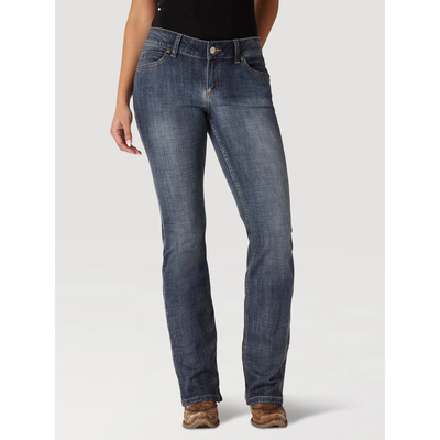 Wrangler Womens Mid Rise Bootcut Jeans In AH Wash - 1009MWZAH