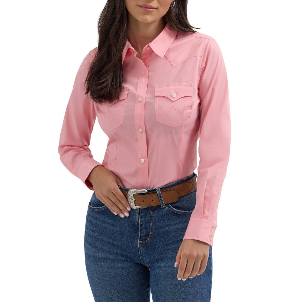 Wrangler Womens Long Sleeve Shirt Pink Color Shop Now