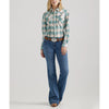 Wrangler Womens Plaid Slim Western Shirt