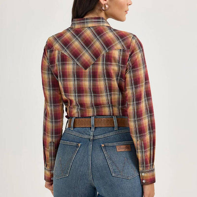 Wrangler Womens Plaid Western Snap Shirt