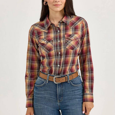 Wrangler Womens Plaid Western Snap Shirt