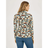 Wrangler Womens Print Mock Neck Blouse Blue