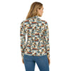 Wrangler Womens Print Mock Neck Blouse Blue