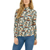 Wrangler Womens Print Mock Neck Blouse Blue