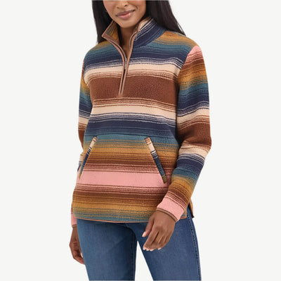 Wrangler Womens Retro Quarter-Zip Pullover Sunset Stripe