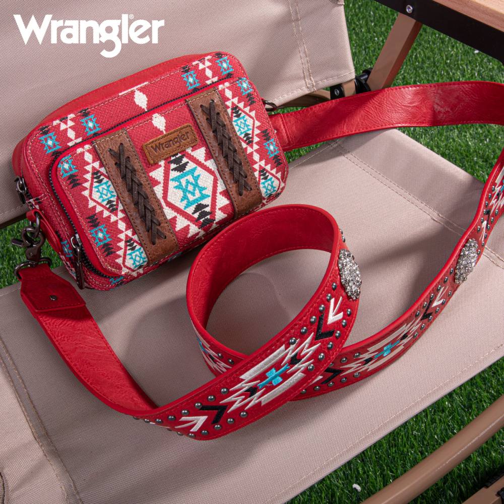 Wrangler Womens Green Crossbody Aztec Bag