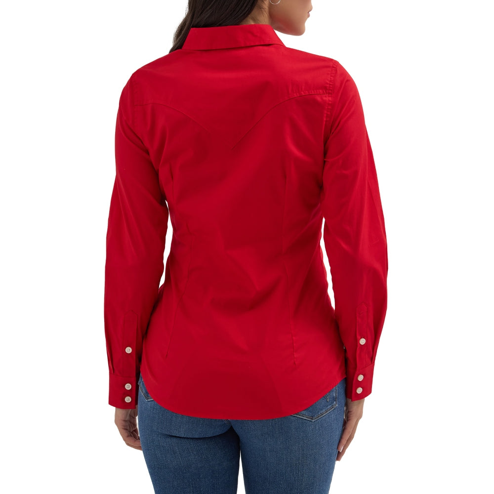 Wrangler Womens Red Long Sleeve Shirt 