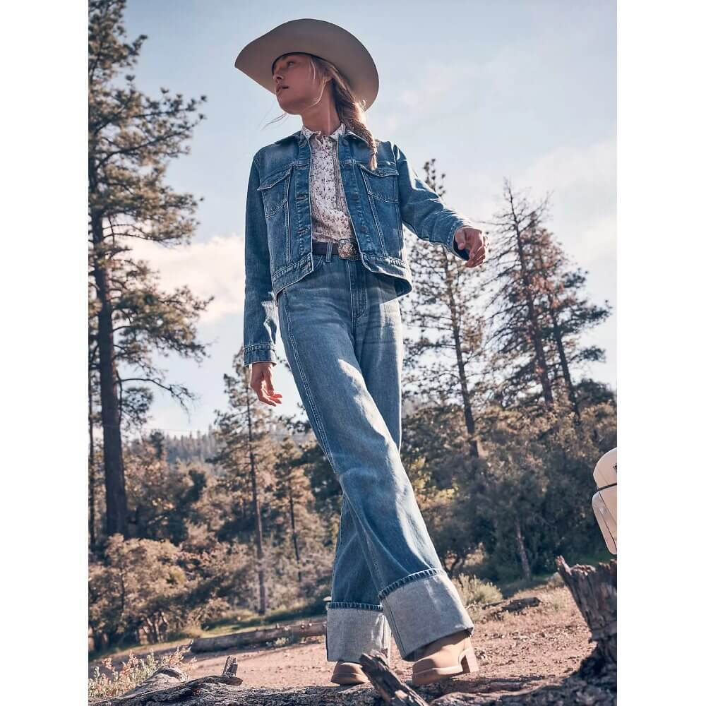 Wrangler Womens Retro Bailey Wide Leg Cuffed Jeans Milena - 112382266