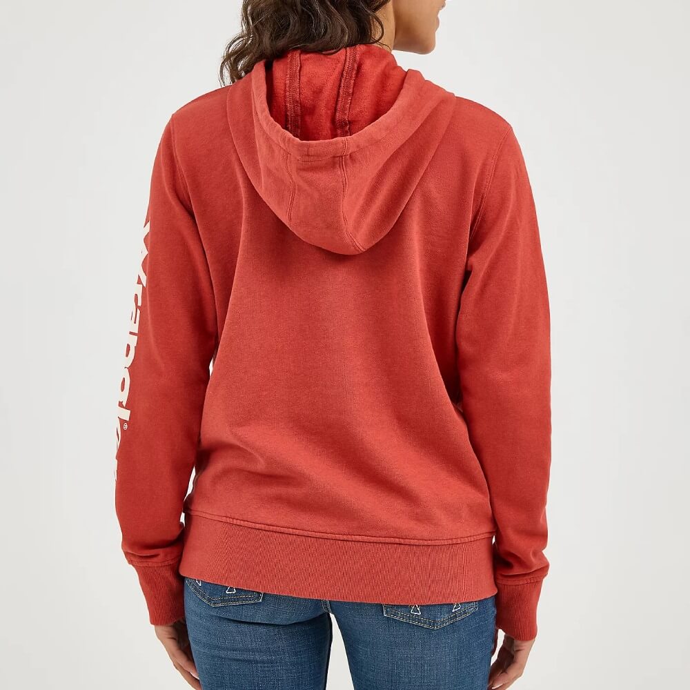 Wrangler Womens Retro® Logo Arm Pullover Hoodie Rust (orange) - 112317302