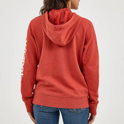 Wrangler Womens Retro® Logo Arm Pullover Hoodie Rust (orange) - 112317302