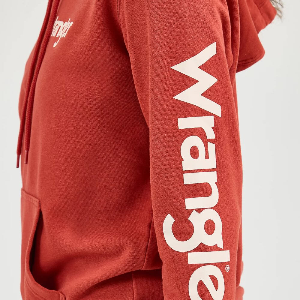 Wrangler Womens Retro® Logo Arm Pullover Hoodie Rust (orange) - 112317302