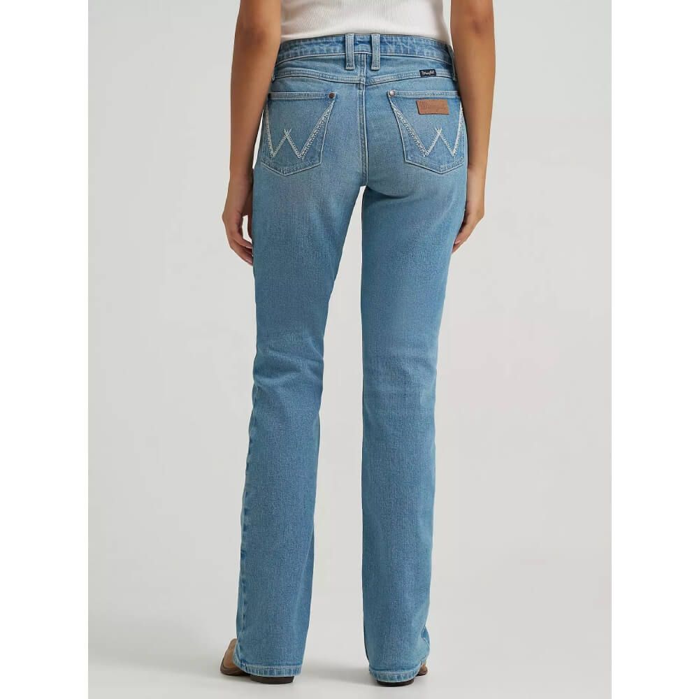Wrangler Donna Retro Mae Jeans Boot Cut Vita Media Elasticizzati - Blu Denim