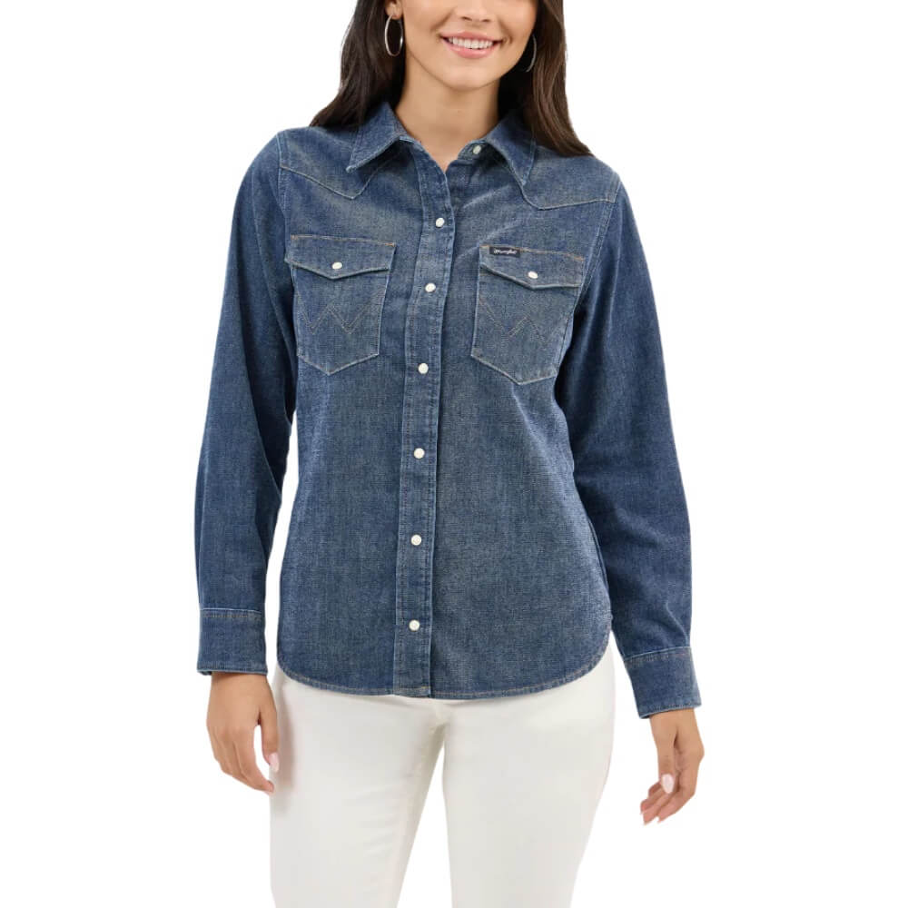 Wrangler Womens Retro Party Vintage Denim Shirt - 112371921