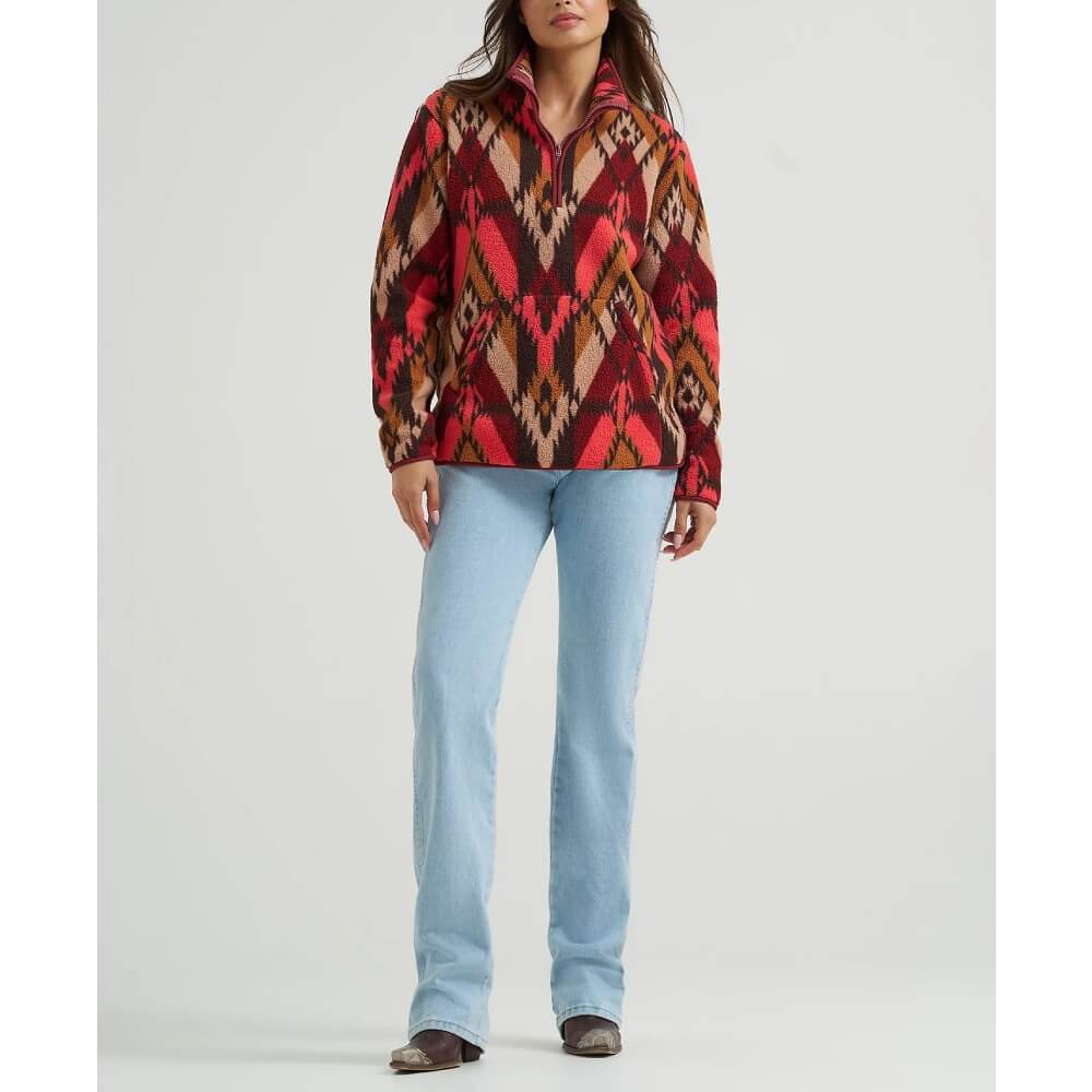 Wrangler Womens Retro® Quarter-Zip Pullover Burgundy Flame - 112371633