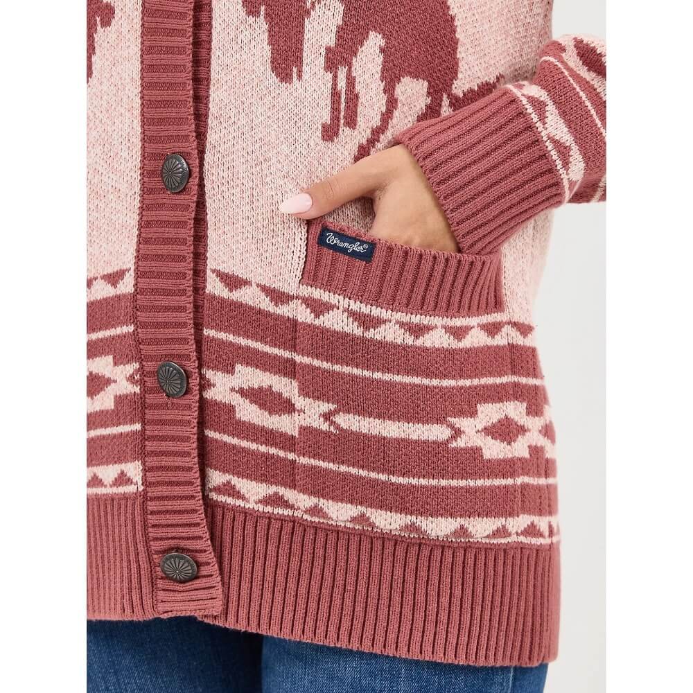 Wrangler Womens Retro® Western Cardigan Pink