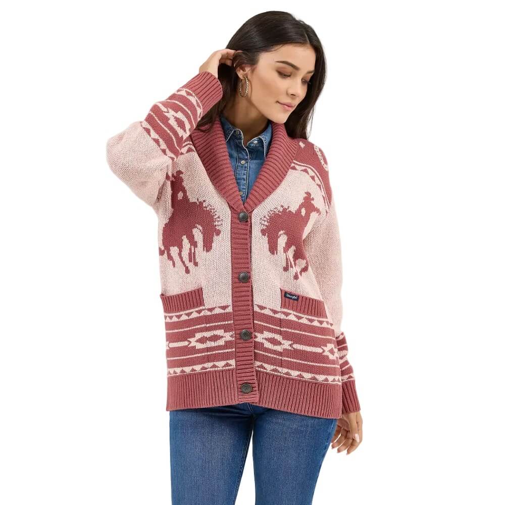 Wrangler Womens Retro® Western Cardigan Pink - 112371638