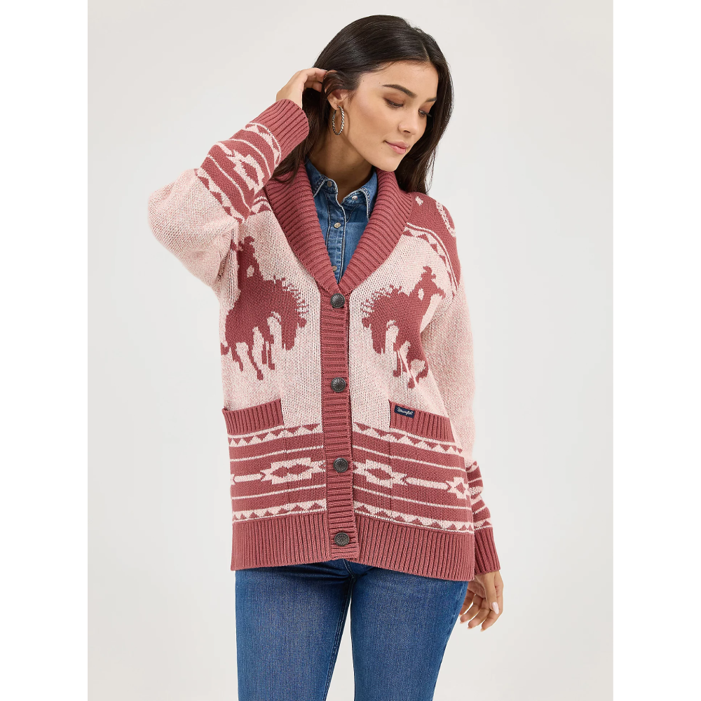 Wrangler Womens Retro® Western Cardigan Pink - 112371638