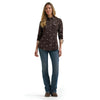 Wrangler Womens Retro Western Snap Shirt Brown - 112385310