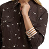 Wrangler Womens Retro Western Snap Shirt Brown - 112385310