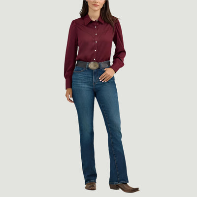 Wrangler Womens Satin Rodeo Blouse