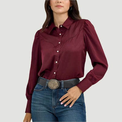 Wrangler Womens Satin Rodeo Blouse