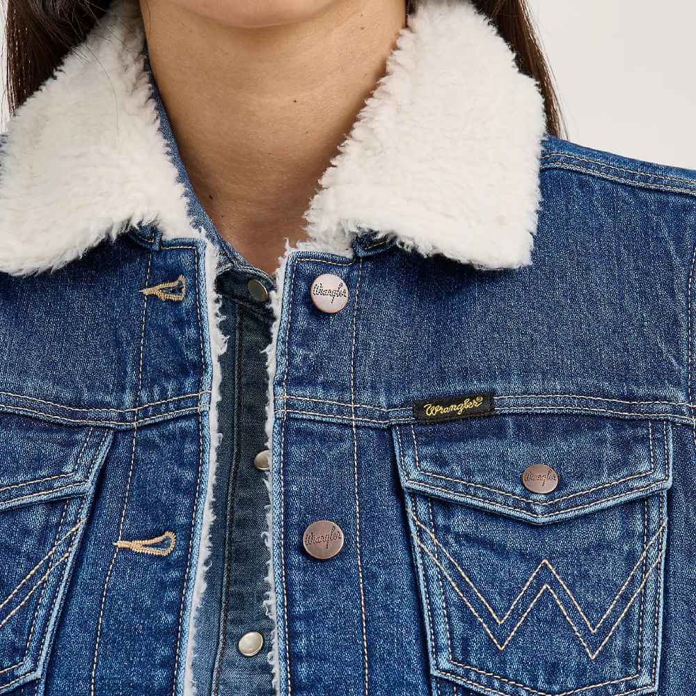 Wrangler Womens Sherpa Lined Denim Vest