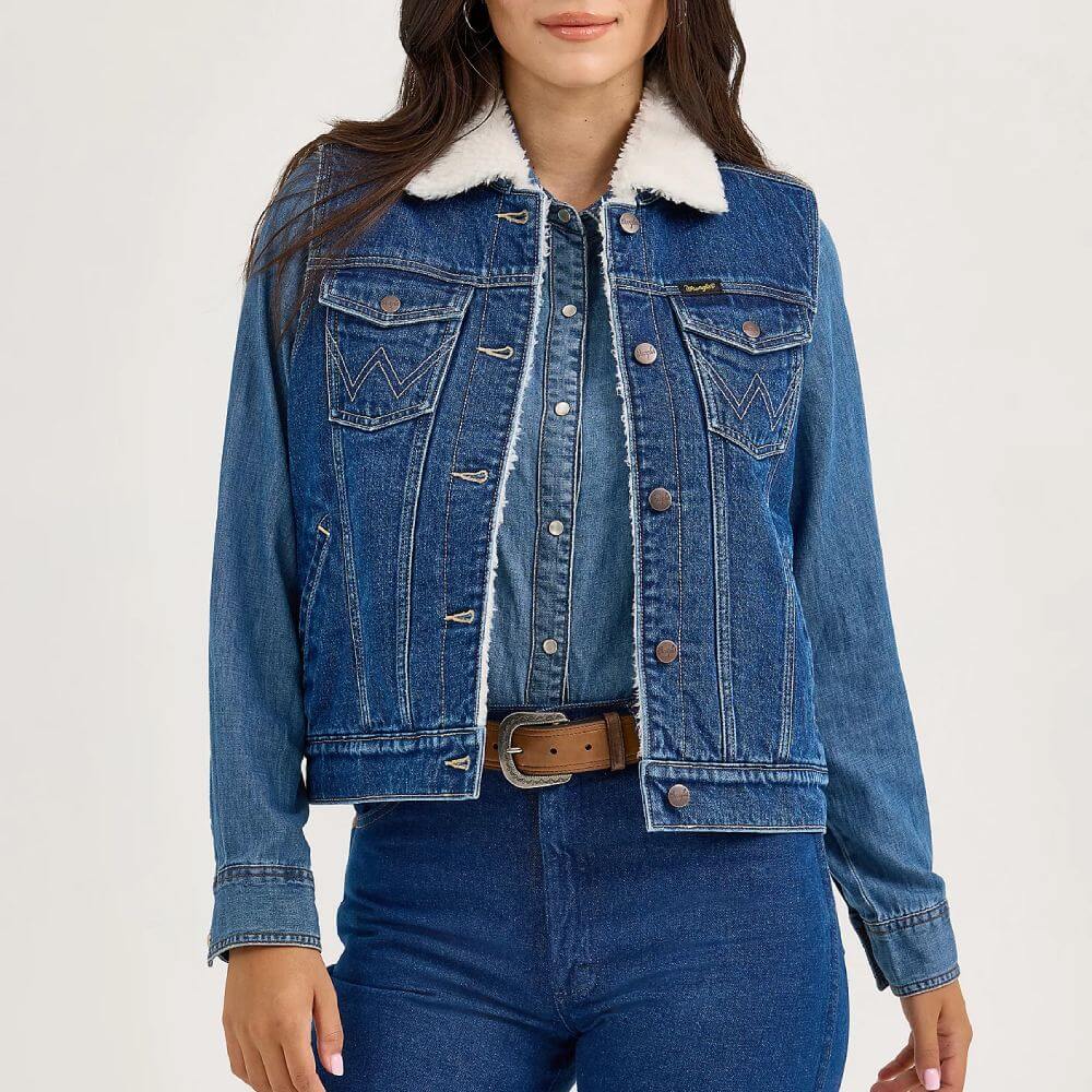 Wrangler Womens Sherpa Lined Denim Vest
