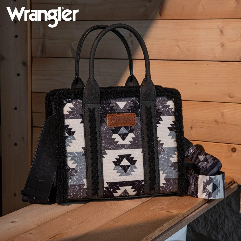 Wrangler Womens Sherpa Southwestern Black Crossbody