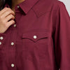 Wrangler Womens Sierra Western Slim Button Shirt Windsor Wine Burgundy - 112358014
