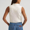 Wrangler Womens Sleeveless Denim Snap Shirt Off White - 112379493