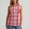 Wrangler Womens Sleeveless Snap Shirt Red - 112379473