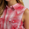 Wrangler Womens Sleeveless Snap Shirt Red - 112379473